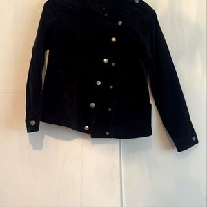 Elegant Black velvet Button-Up Women's Jacket,